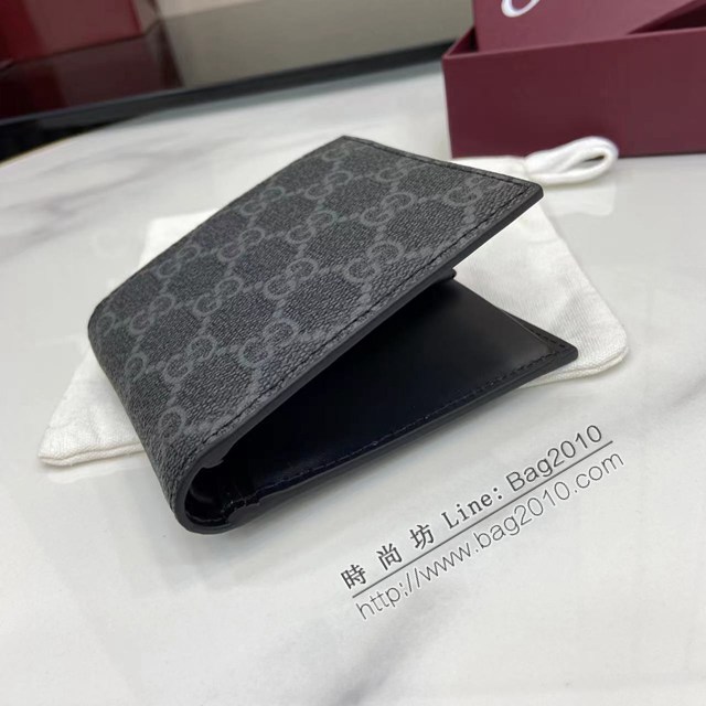 Gucci專櫃古馳最新款Emblem系列雙折錢包男士短夾錢包 jh2693型號：821201